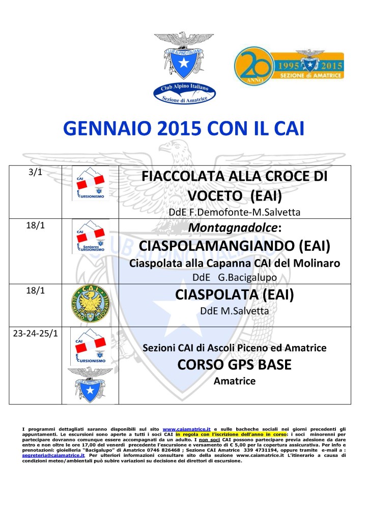 gennaio 2015 con il  CAI