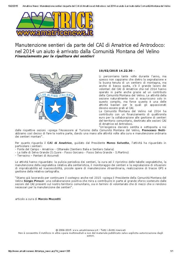 Amatrice News_ Manutenzione sentieri